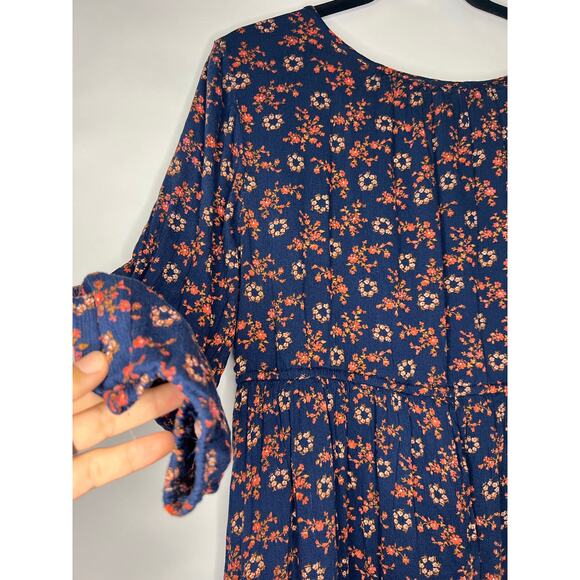 Caslon, Navy Floral Maxi Dress, Cotton Blend, Button Front, Boho Cottagecore - Picture 10 of 15